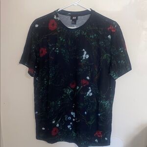H&M Men's Black Floral Shirt